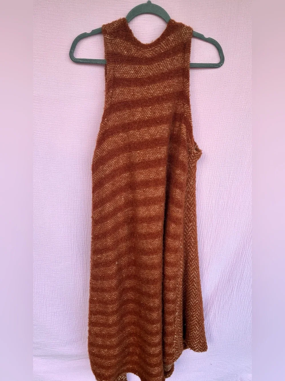 Free People Queens Park Maxi Knit Wool&Linen Blend Open Front Sweater S